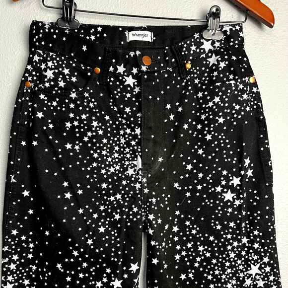 Free People Wrangler Star Print Wide Flare Jeans Western Corduroy Pockets 28x32 - Picture 2 of 13